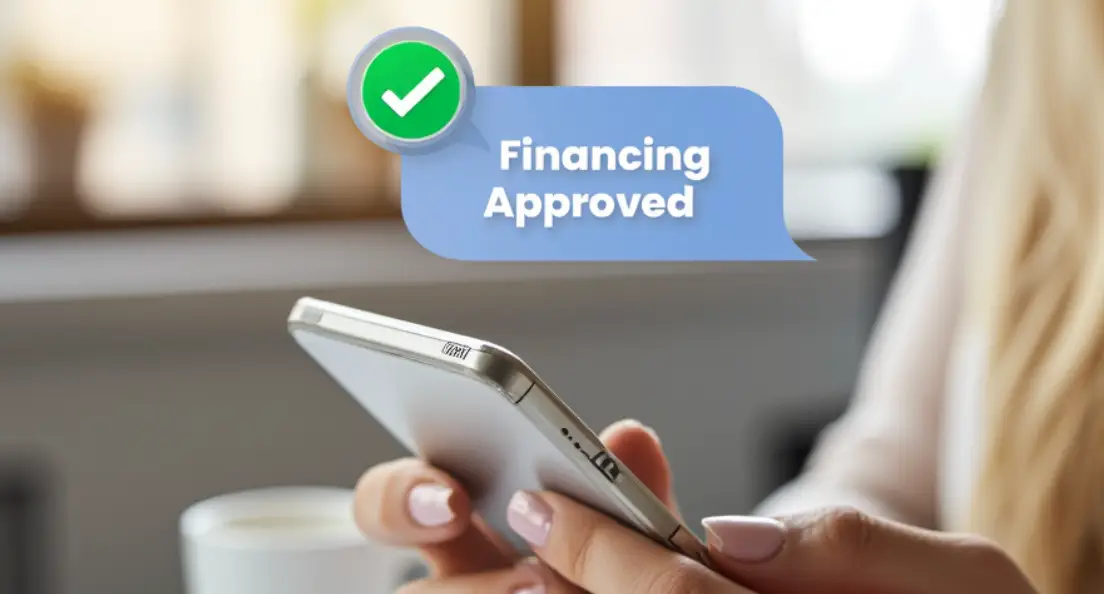 Image of customer receiving a financing approval after filling out a mobile application
