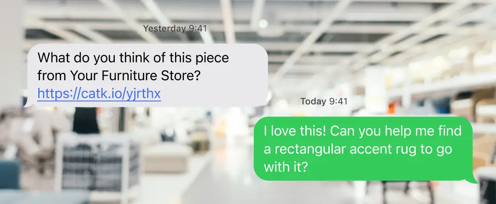 SMS message exchange that captured shopper information while at a brick and mortar store