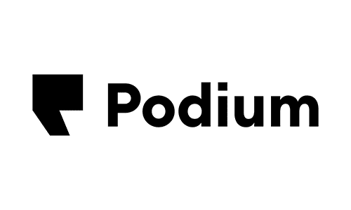 Image of Podium Brand Logo that integrates with Wonder turning SMS leads from the kiosk into sales