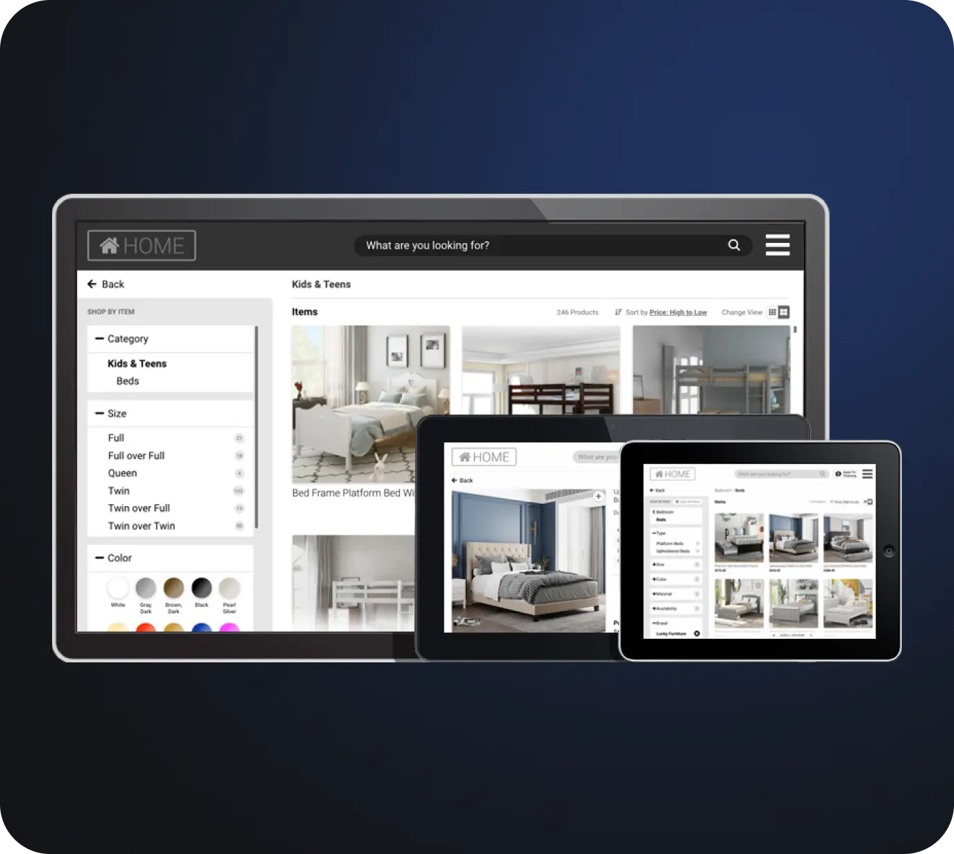 Image of tablet and kiosk screens using Wondersign