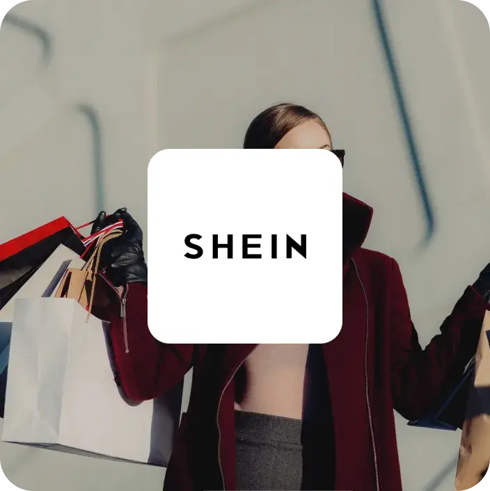 Image of Shein Logo with image of female shopper