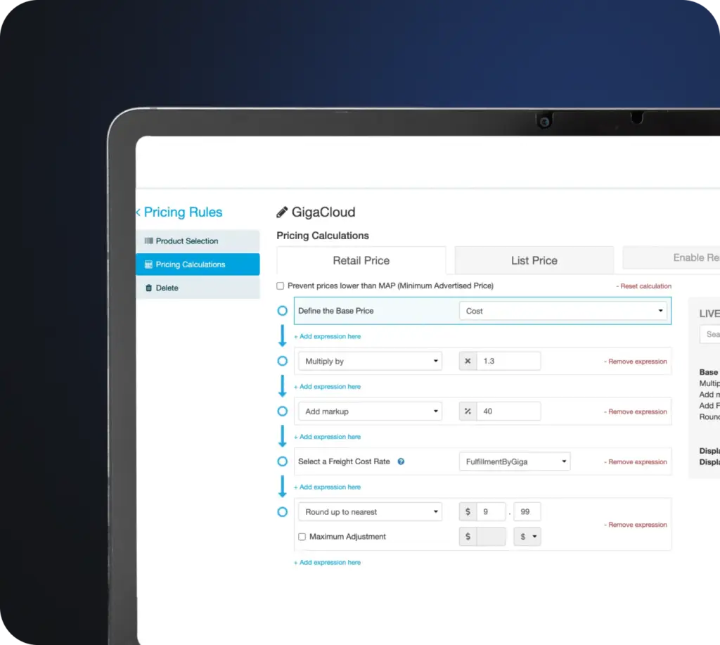 Image of a tablet using Wonder to showcase the smart pricing engine