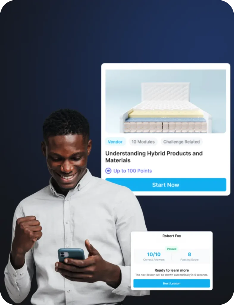 Image of male RSA receiving consistent product knowledge with on demand built in training