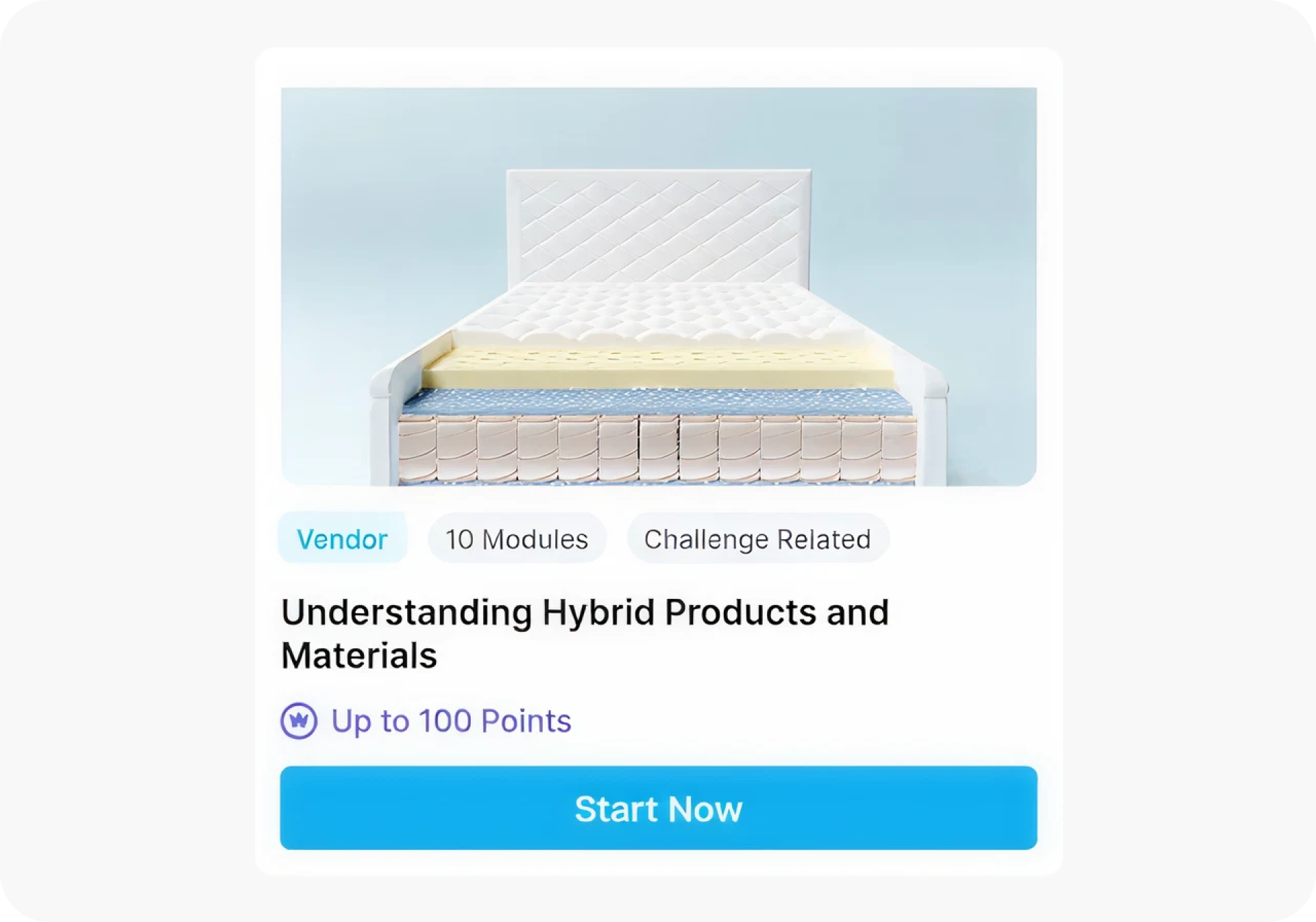 Wonder training card for Understanding Hybrid Products and Materials with Start Now.
