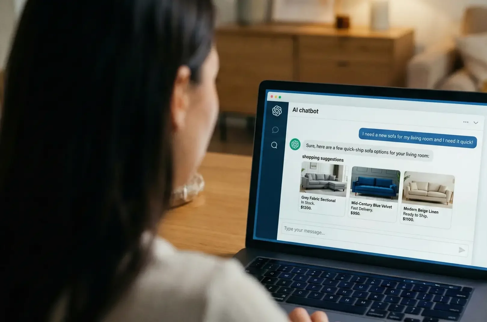 Image of woman searching with Agentic Commerce