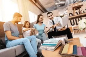 Image of family shopping for furniture