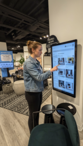 Female User on Portrait Kiosk Wonder Female user on portrait kiosk