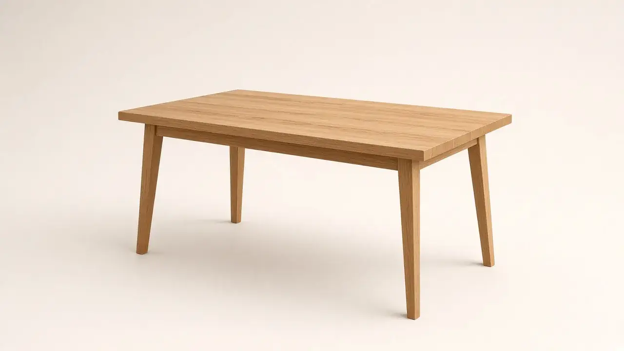 Solid oak dining table with tapered legs Solid oak dining table with tapered legs